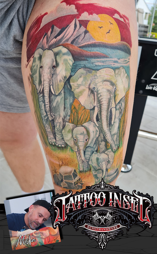 elefanten familie tattoo