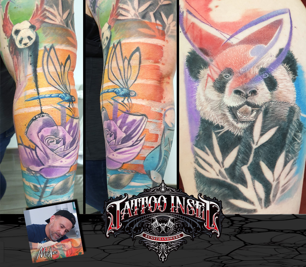 panda baer aquarell pastell tattoo tattooinsel